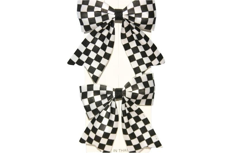 Checked Bow Hair Clips (Various Colours) - Sillycube Demo Shop