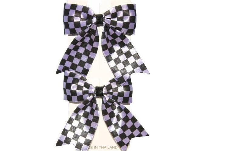 Checked Bow Hair Clips (Various Colours) - Sillycube Demo Shop
