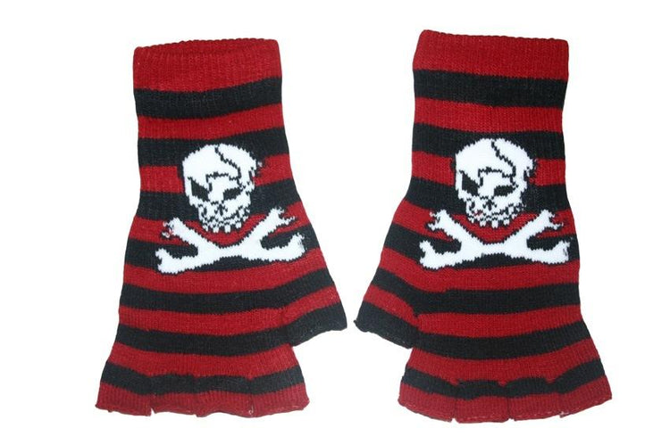 Black and Red Skull Fingerless Gloves - Sillycube Demo Shop