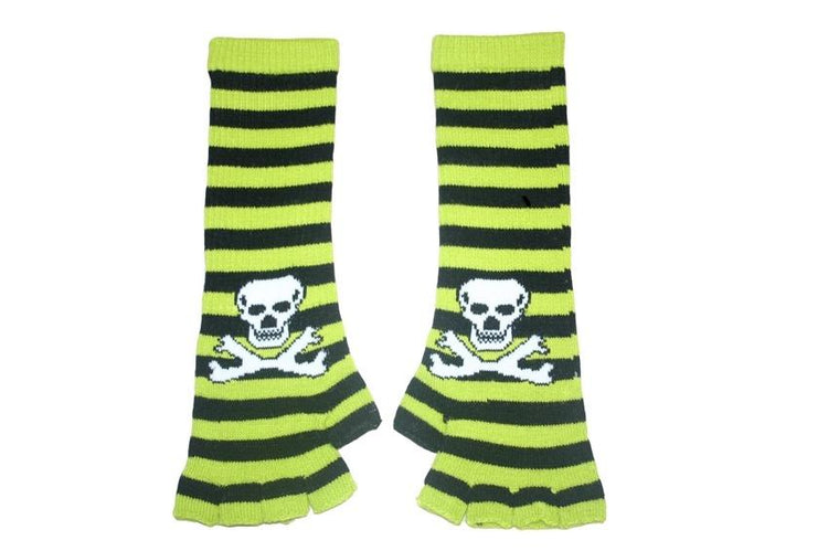 Black and Green Skull Arm Length Fingerless Gloves - Sillycube Demo Shop