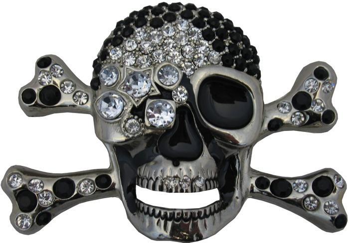 Bejewelled Black Diamond Skull Belt Buckle - Sillycube Demo Shop