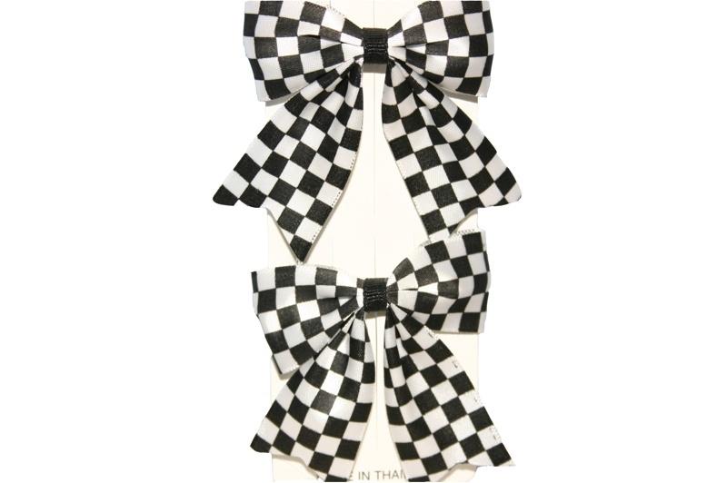 Checked Bow Hair Clips (Various Colours) - Sillycube Demo Shop