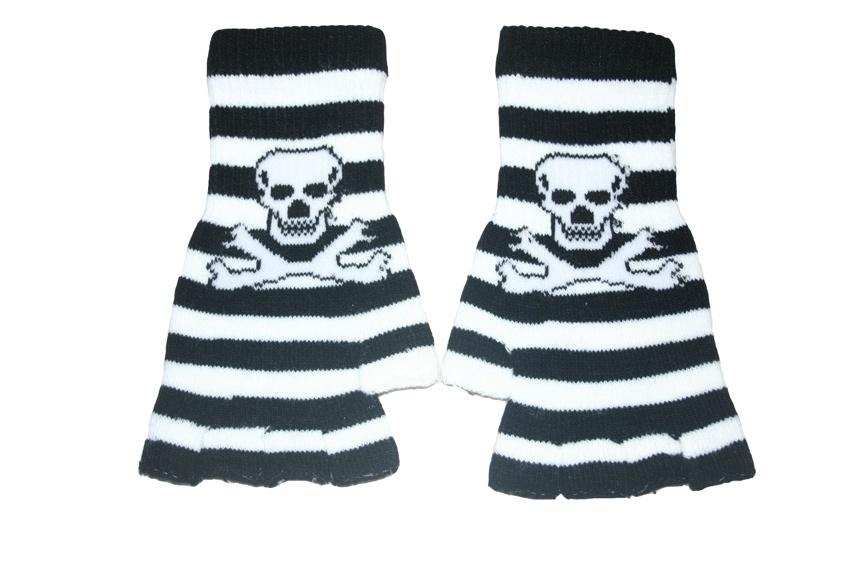 Black and White Skull Fingerless Gloves - Sillycube Demo Shop