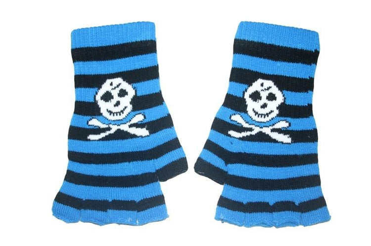 Black and Blue Skull Fingerless Gloves - Sillycube Demo Shop