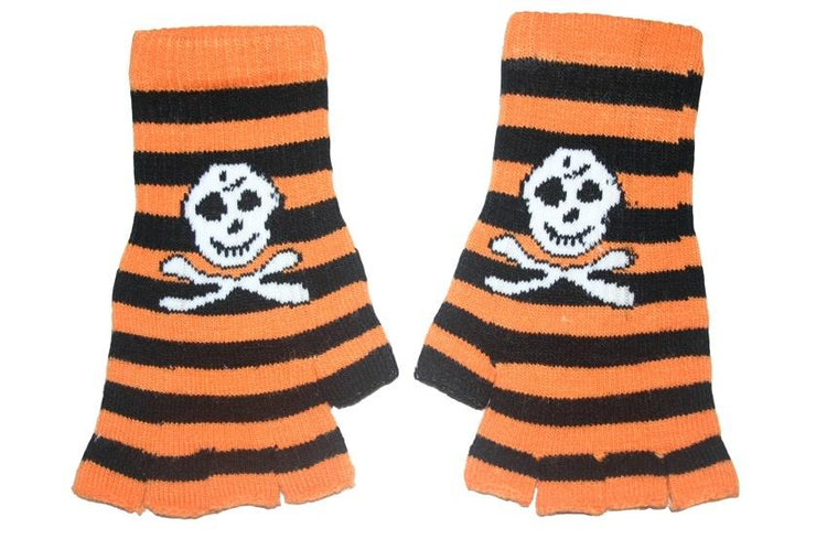 Black and Orange Skull Fingerless Gloves - Sillycube Demo Shop