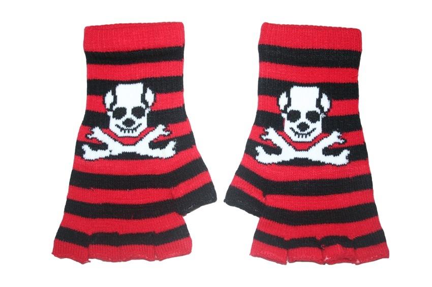 Black and Red Skull Fingerless Gloves - Sillycube Demo Shop