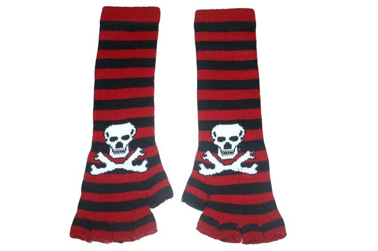 Black and Red Skull Arm Length Fingerless Gloves - Sillycube Demo Shop