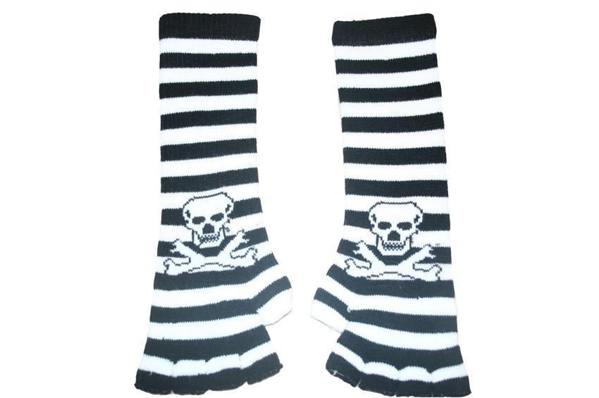 Black and White Skull Arm Length Fingerless Gloves - Sillycube Demo Shop
