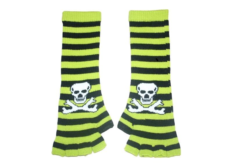 Black and Green Skull Arm Length Fingerless Gloves - Sillycube Demo Shop