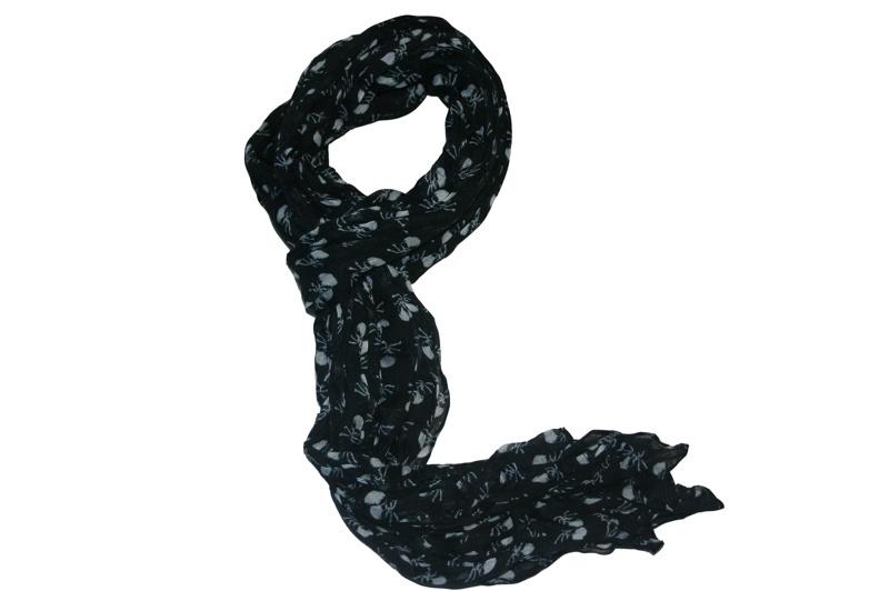 Crinkled Skull and Crossbones Scarf (Various Colours) - Sillycube Demo Shop