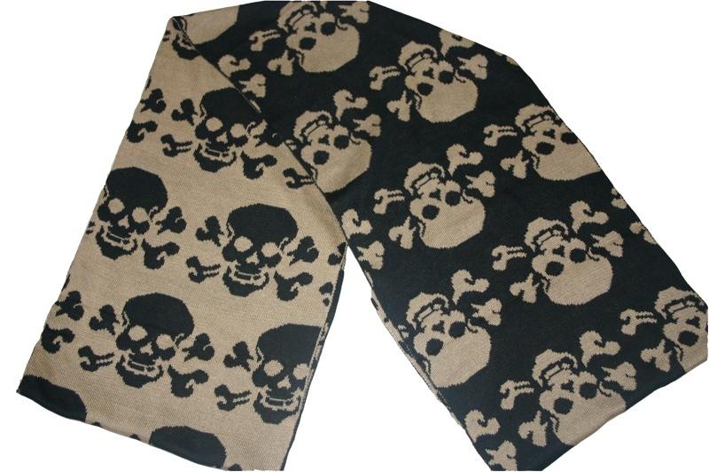 Black Woollen Skull Scarf - Sillycube Demo Shop