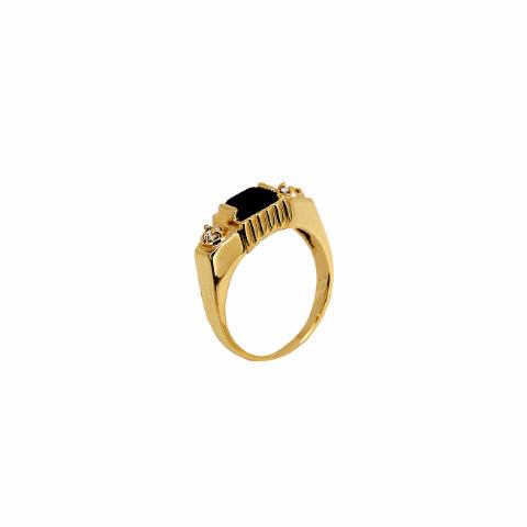 Kana - Onyx + Cubic Zirconia 18k Gold Plated Ring | LISTIC