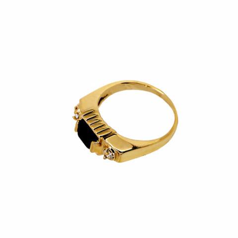 Kana - Onyx + Cubic Zirconia 18k Gold Plated Ring | LISTIC