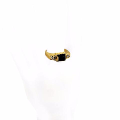 Kana - Onyx + Cubic Zirconia 18k Gold Plated Ring | LISTIC