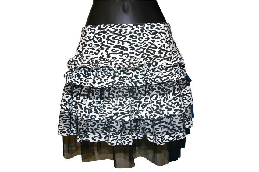 Black and White Animal Print and Mesh Skirt - Sillycube Demo Shop
