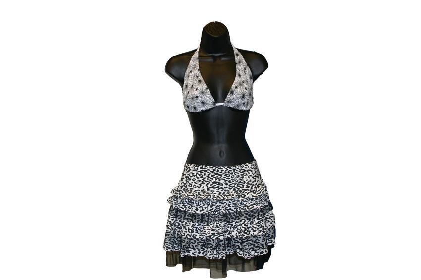 Black and White Animal Print and Mesh Skirt - Sillycube Demo Shop