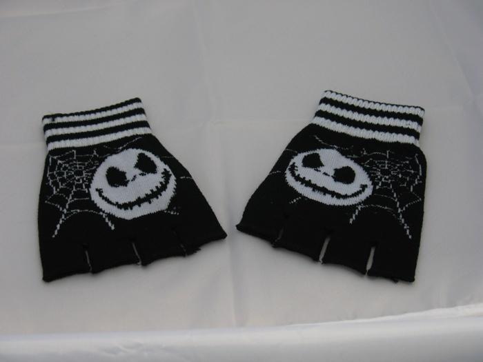 Black and White Jack and Cobwebs Fingerless Gloves - Sillycube Demo Shop