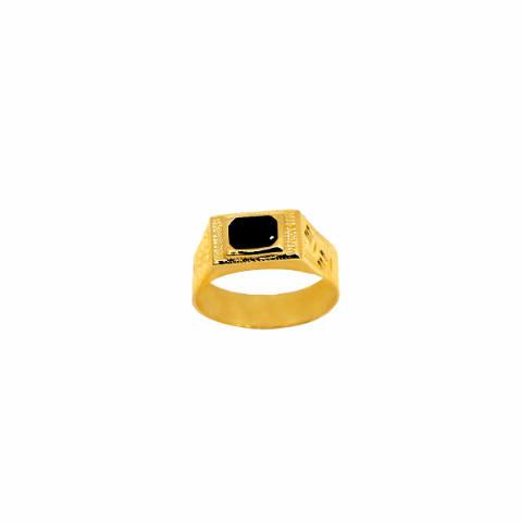 Mill - Black Enamel 18k Gold Plated Ring | LISTIC
