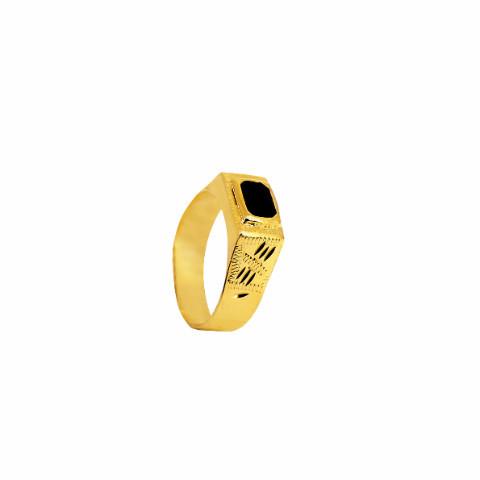 Mill - Black Enamel 18k Gold Plated Ring | LISTIC