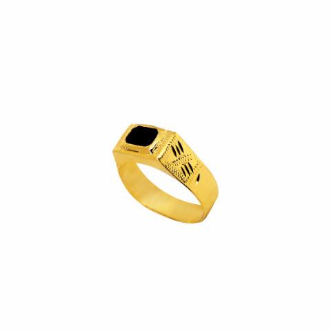 Mill - Black Enamel 18k Gold Plated Ring | LISTIC