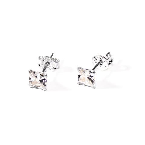 Mah - 925 Sterling Silver + Zirconia Earring
