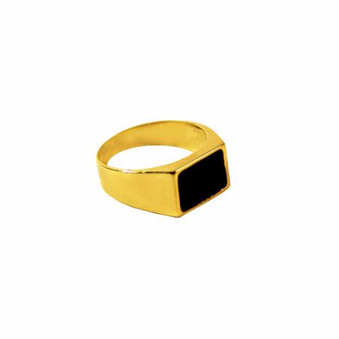 Palmdale - Black Enamel 18k Gold Plated Ring | LISTIC