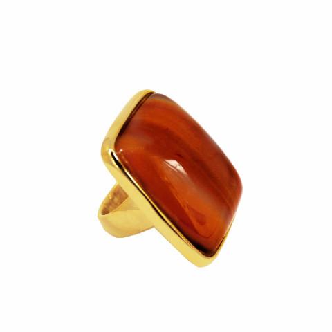 Oxalis - Red Agate 18k Gold Plated Ring