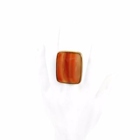 Oxalis - Red Agate 18k Gold Plated Ring