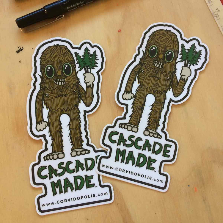 Cascade Made Sasquatch Sticker - Sillycube Demo Shop