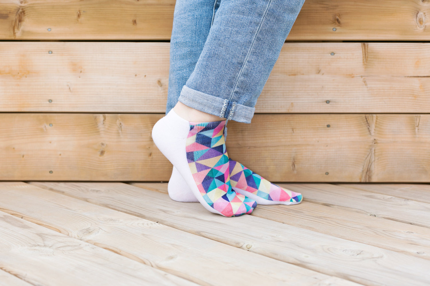 Feet Pose In Geometric Socks - Sillycube Demo Shop