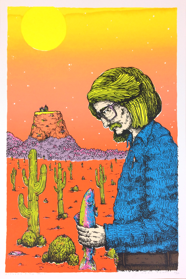 Richard Brautigan & His Trout Art Print