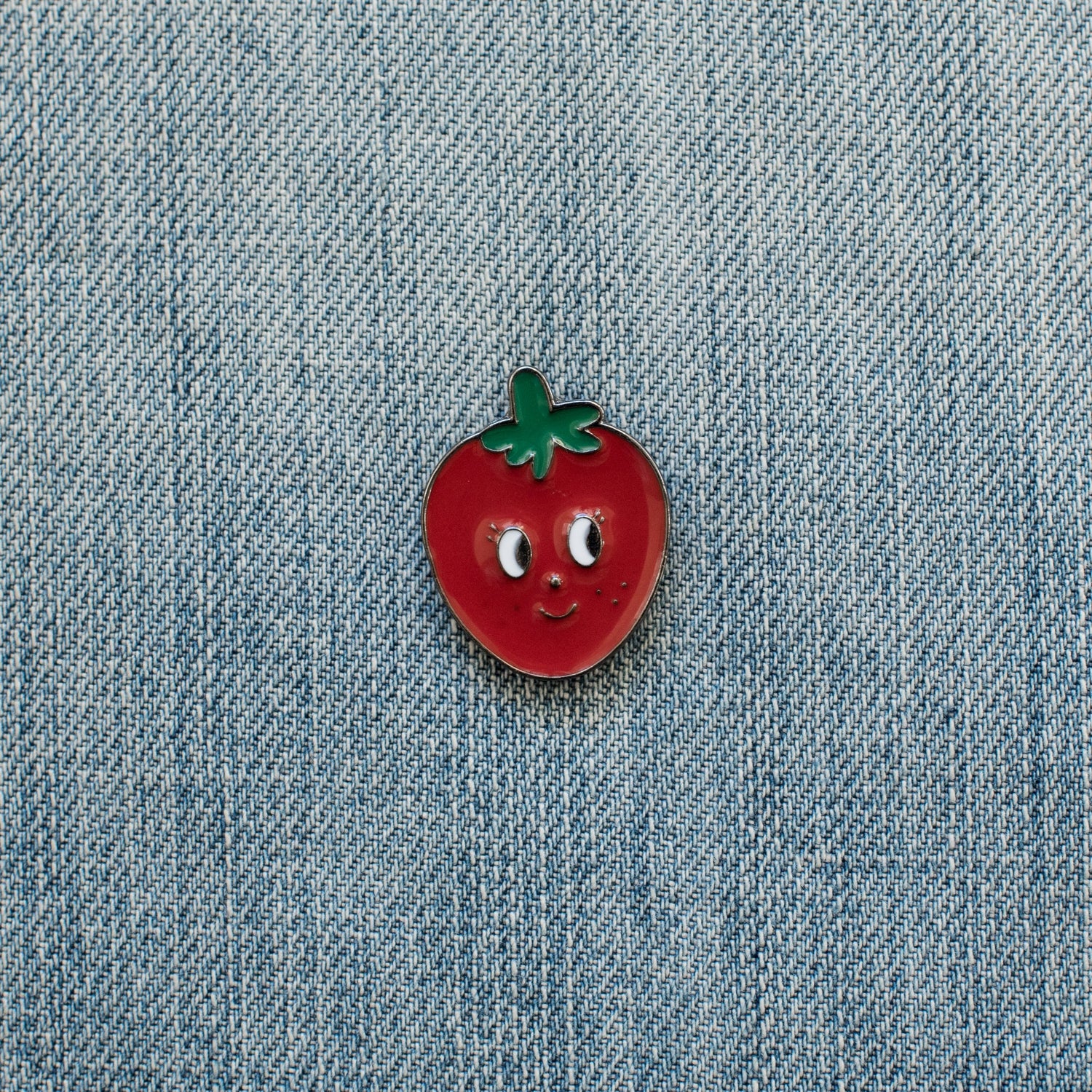 Strawberry Enamel Pin Denim - Sillycube Demo Shop